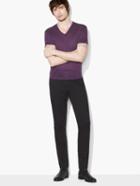 John Varvatos Linen V-neck Tee Purple Size: Xs