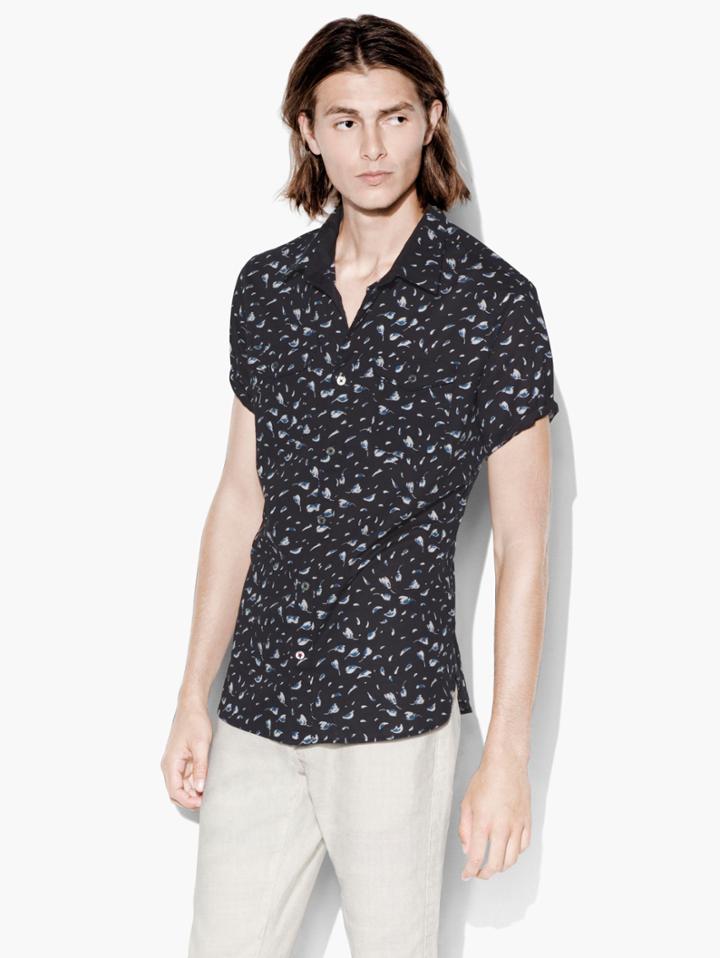 John Varvatos Abstract Print Shirt Marine Size: Xs