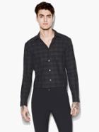 John Varvatos Plaid Shirt Dark Blue Size: M