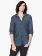 John Varvatos Roll-up Sleeves Shirt Deep Blue Size: Xs