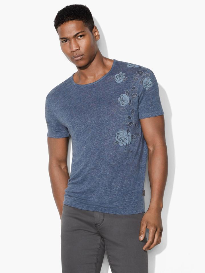 John Varvatos Desert Rose Crewneck Tee Hazy Blue Size: S