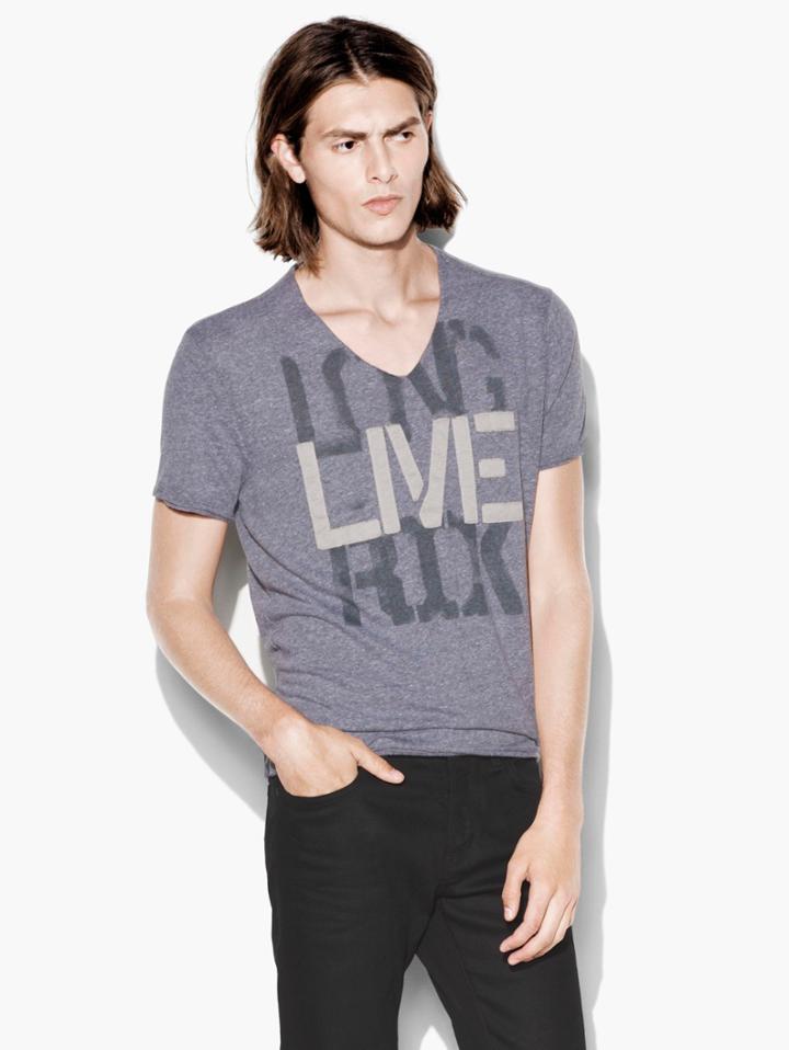 John Varvatos Long Live Rock Tee Black/milk Size: Xs