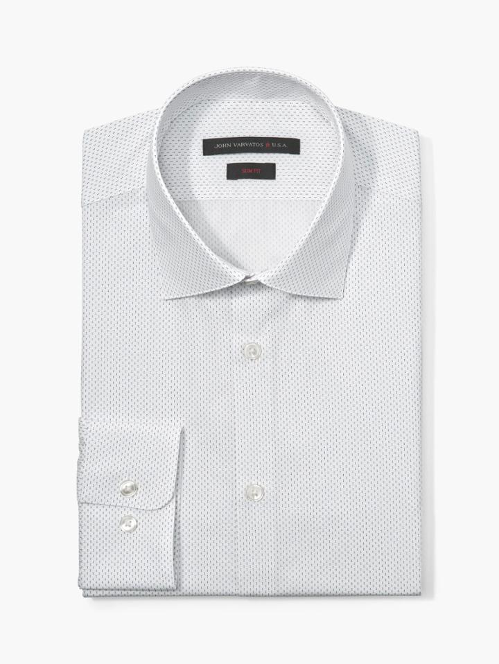John Varvatos Slim Fit Micro Dot Print Shirt English Blue Size: 14.5r