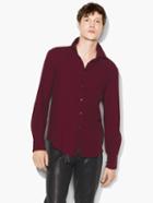John Varvatos Micro-plaid Shirt Burgundy Size: S