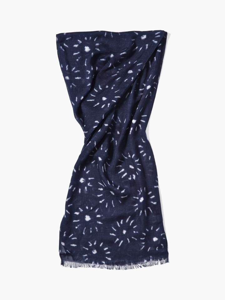 John Varvatos Woven Crinkled Floral Scarf Indigo Size: One Size Fits All