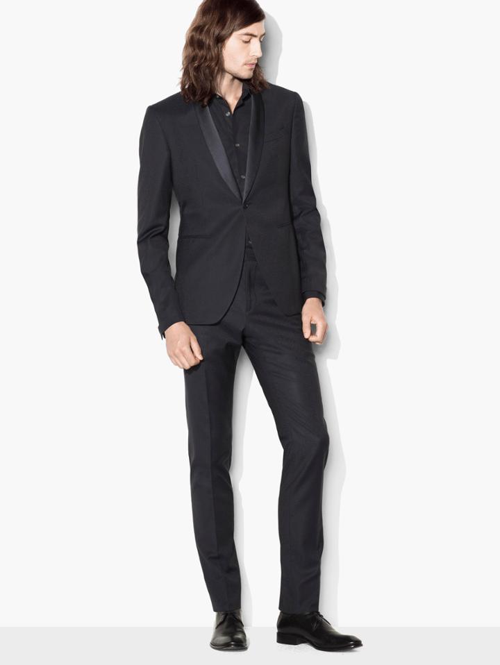 John Varvatos Floral Jacquard Austin Tuxedo Midnight Size: 46 Rg