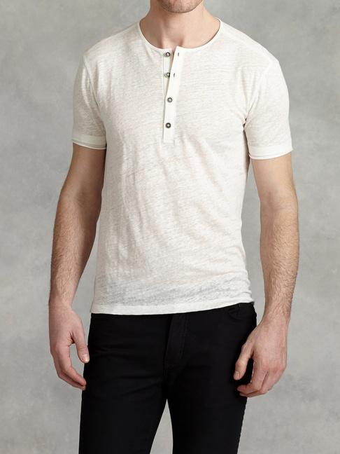 John Varvatos Jersey Trim Short Sleeve Henley