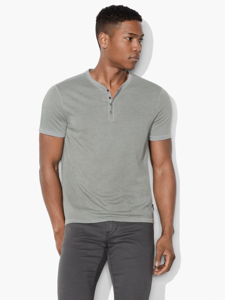 John Varvatos Snap Closure Henley Olive Size: Xs