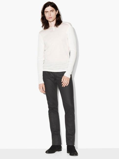 John Varvatos Long Sleeve Pima Cotton Crewneck Egg Shell Size: S