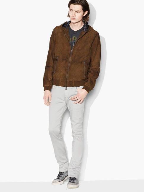 John Varvatos Hooded Suede Bomber