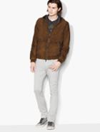John Varvatos Hooded Suede Bomber