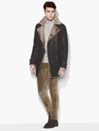 John Varvatos Double Breasted Shearling Coat Chocolate Size: 44