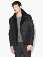 John Varvatos Shearling Biker Jacket Black Size: Xs