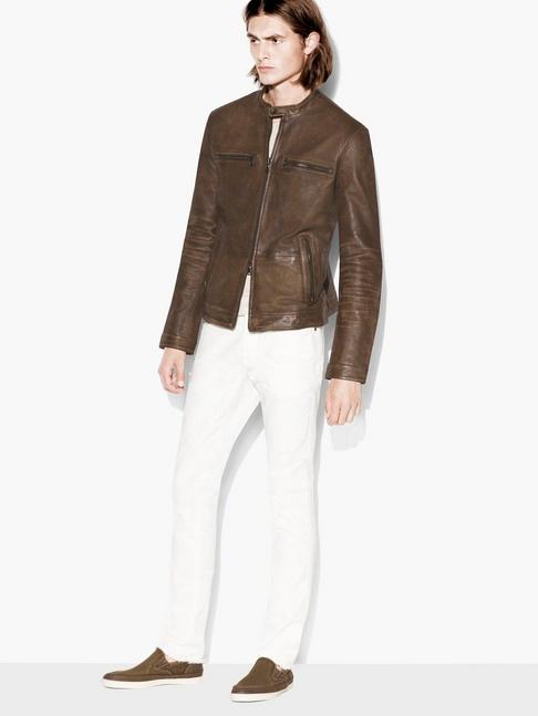 John Varvatos Leather Racer Jacket  Size: Xs