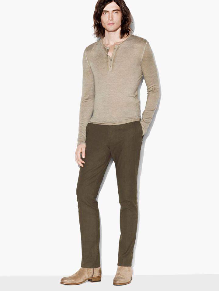 John Varvatos Long Sleeve Henley Rye Size: M