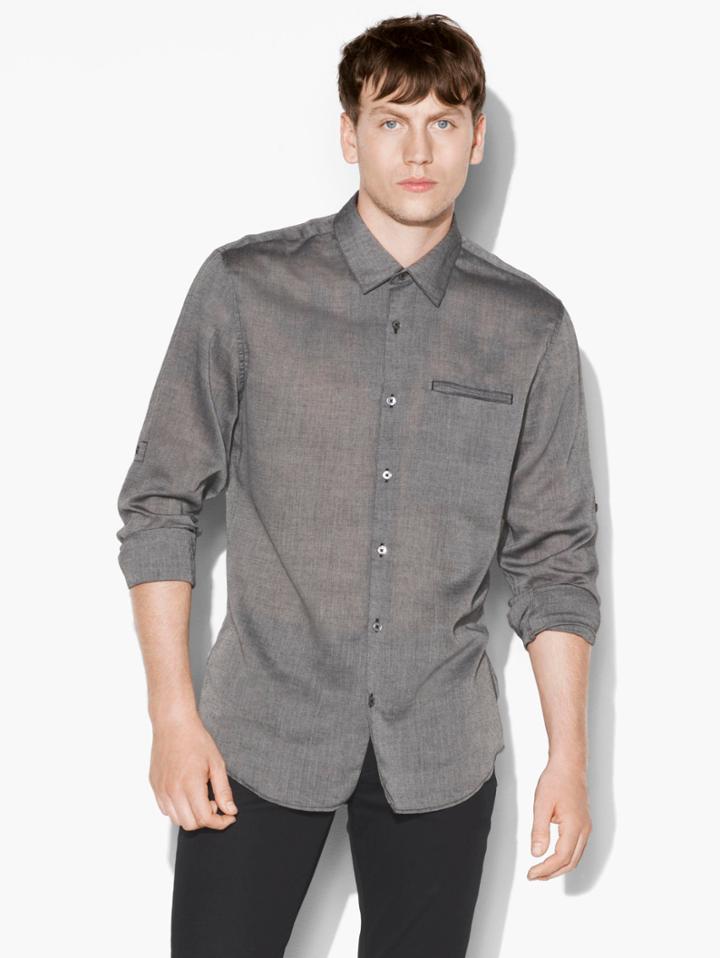 John Varvatos Roll-up Sleeves Shirt Grey Heather Size: Xs
