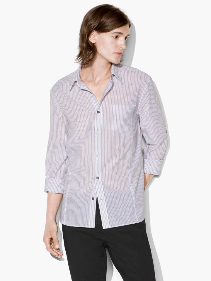 John Varvatos Roll-up Sleeve Shirt Optic White Size: Xs