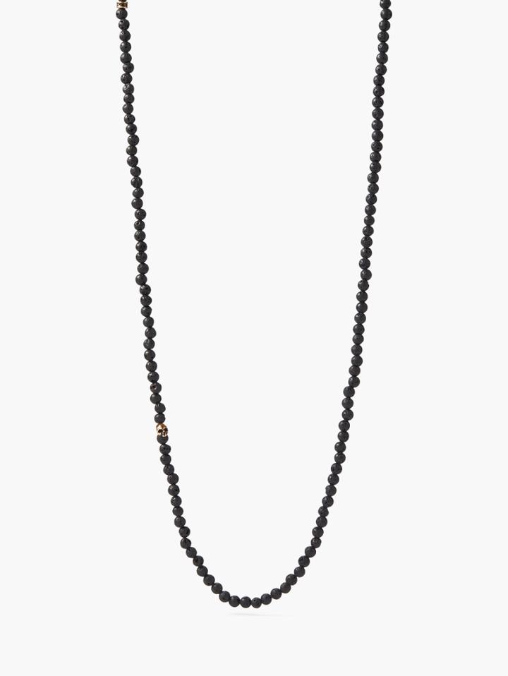 John Varvatos Beaded Lava & Brass Necklace Brume Black