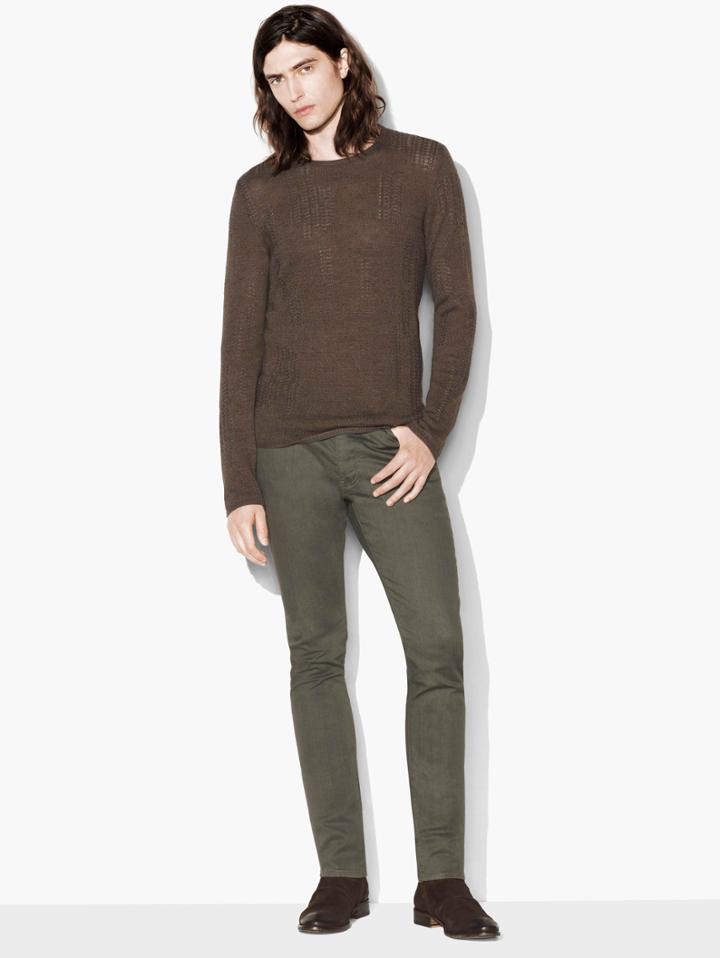 John Varvatos Float Stitch Sweater Wood Brown Size: Xs