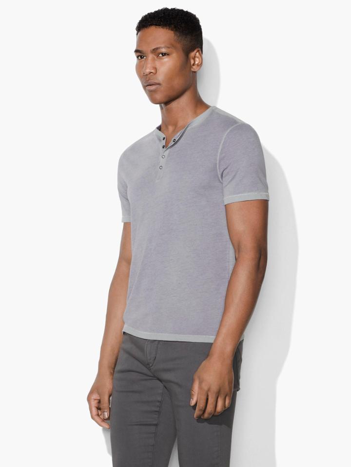 John Varvatos Snap Closure Henley Bright Violet Size: Xs