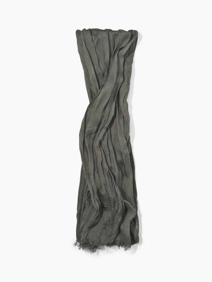 John Varvatos Solid Color Skinny Crinkle Gauze Scarf Moss Green