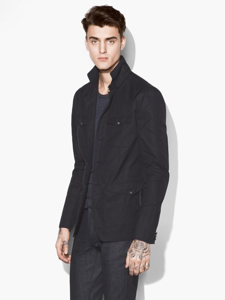 John Varvatos Modern Military Jacket Midnight Size: 44