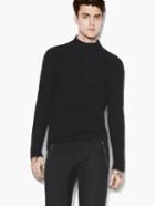 John Varvatos Mock Neck Cable Sweater Black Size: S