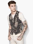 John Varvatos Marbled Jacquard Vest Black Size: 50