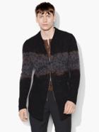 John Varvatos Distorted Jacquard Zipped Sweater
