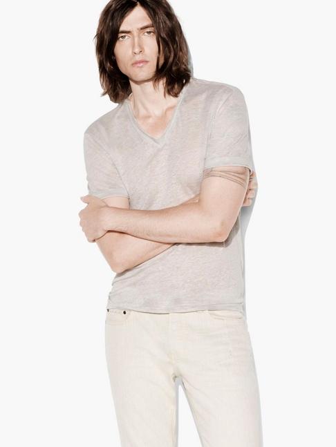John Varvatos V-neck Tee With Jersey Details