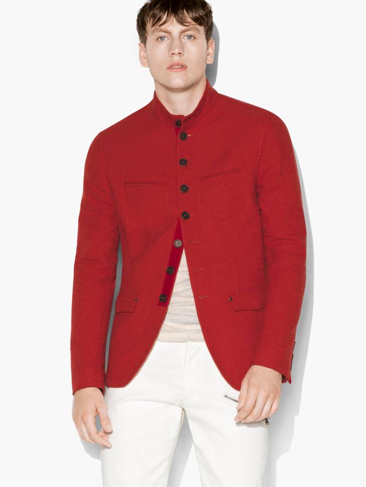 John Varvatos Multi-button Jacket Burgundy Size: 46
