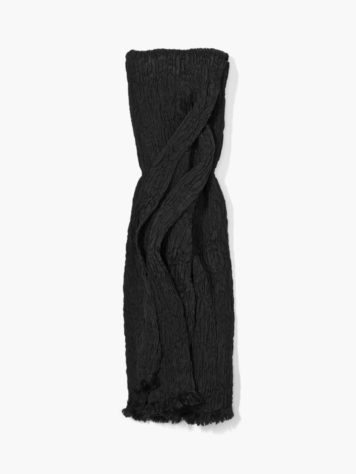 John Varvatos Crinkled Washed Silk Scarf Black