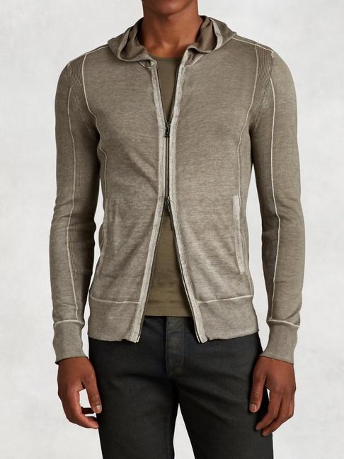 John Varvatos Silk Cotton Hooded Sweater