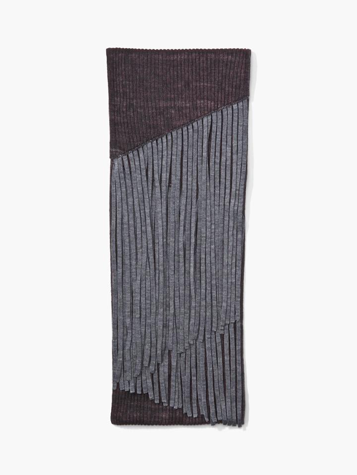 John Varvatos Fringed Merino Wool Scarf Bordeaux
