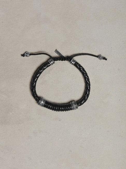 John Varvatos Braided Black Leather Bracelet