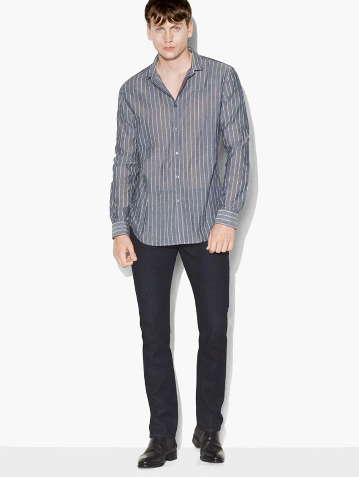 John Varvatos Stand-collar Shirt Empire Blue Size: Xs