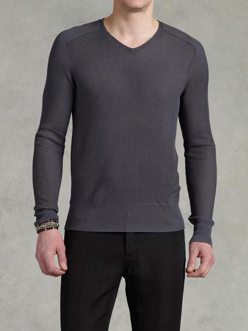 John Varvatos Mini Cable V-neck Sweater