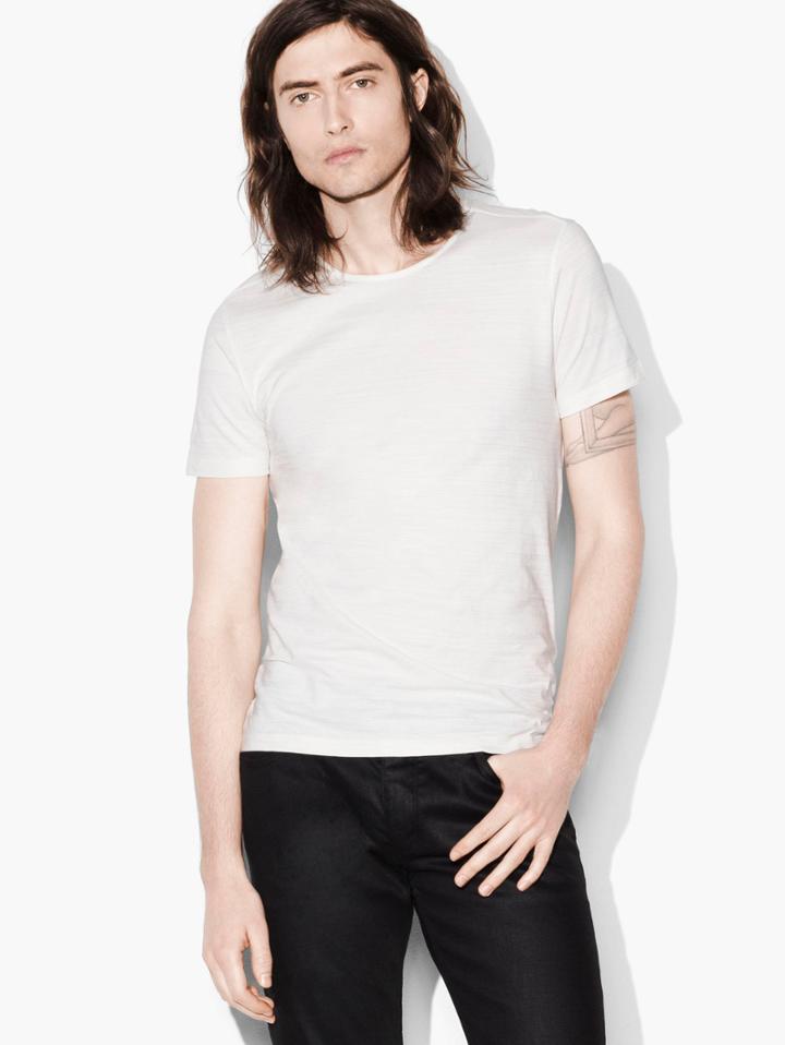 John Varvatos Striated Crewneck Egg Shell Size: Xs