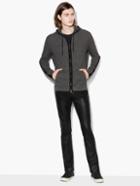 John Varvatos Zip-front Hoody With Woven Trim Details