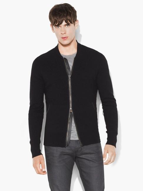 John Varvatos Merino Baseball Sweater Jacket