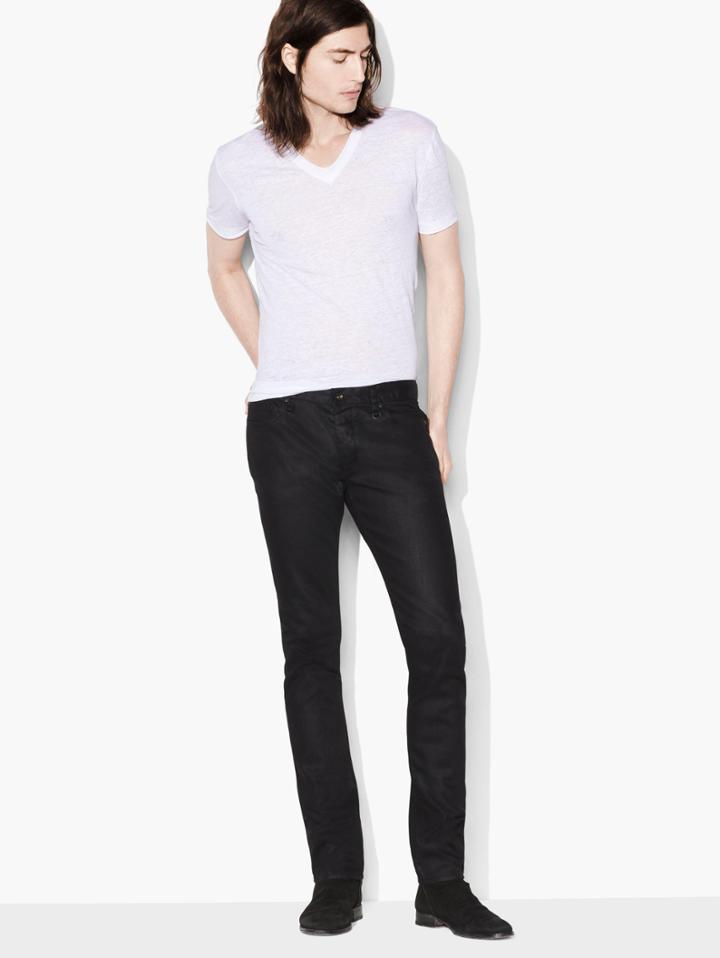 John Varvatos Chelsea Coated Cotton Jean Black Size: 30 Rg