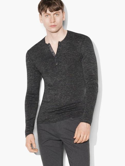 John Varvatos Staggered Rib Henley Sweater
