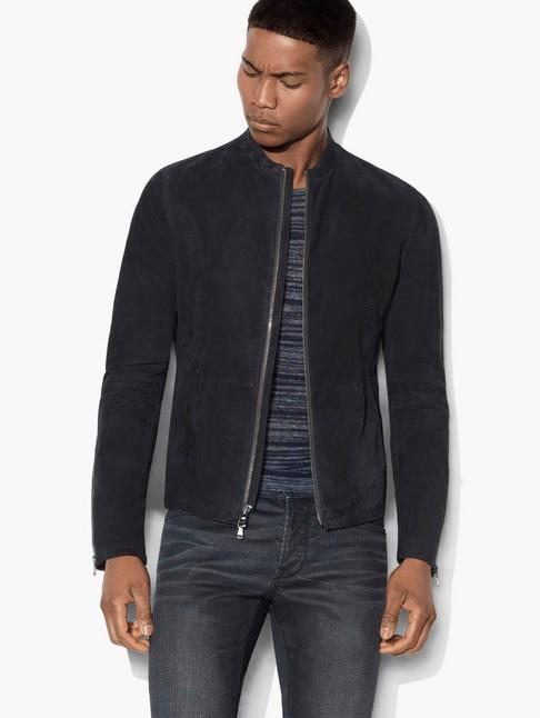 John Varvatos Suede Racer Jacket