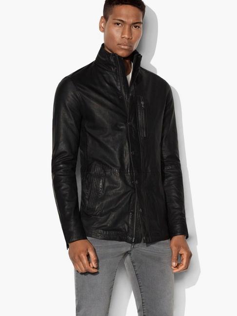 John Varvatos Concealed Hood Leather Jacket