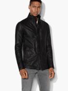 John Varvatos Concealed Hood Leather Jacket
