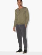 John Varvatos Double-faced Henley Olive Heather Size: Xs