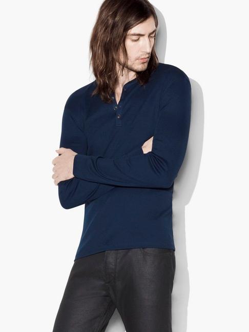 John Varvatos Ribbed Pima Henley