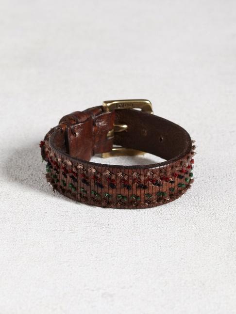 John Varvatos Leather Cuff With Hand Knotting