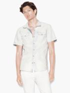 John Varvatos Short Sleeve Chambray Shirt Chalk Size: Xs