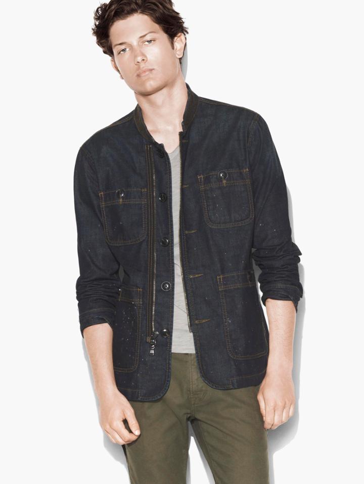 John Varvatos Workwear Denim Jacket Blue Horizon Size: Xs